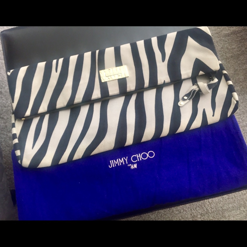 Jimmy Choo for H&M zebra print leather clutch